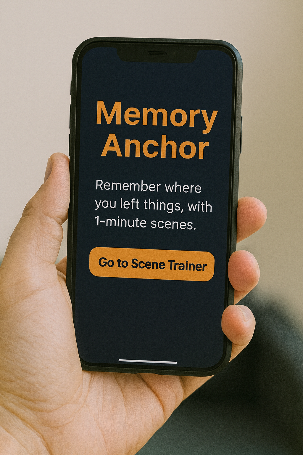 Memory Anchor app screen on phone